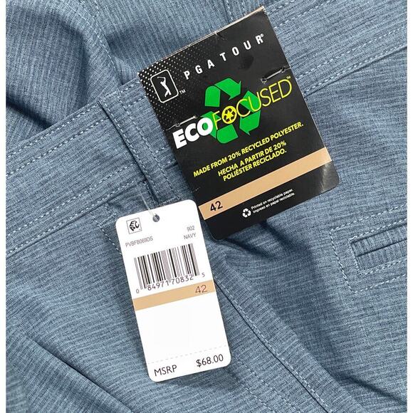 PGA TOUR Textured Dobby Performance Shorts Navy Men’s 42 Golf Outdoors Casual - Picture 10 of 10